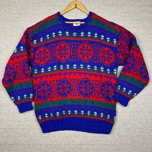 Marsh Landing Women's Sz M Sweater Fair Isle Hand Knit‎ Snowflake Shetland Wool